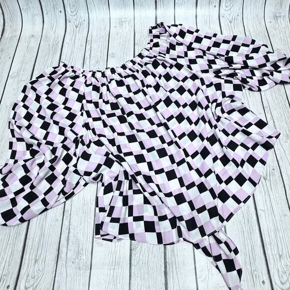 NWT Cato Fashion Purple and Black Color Block Blouse Size 26/28 - Picture 4 of 4